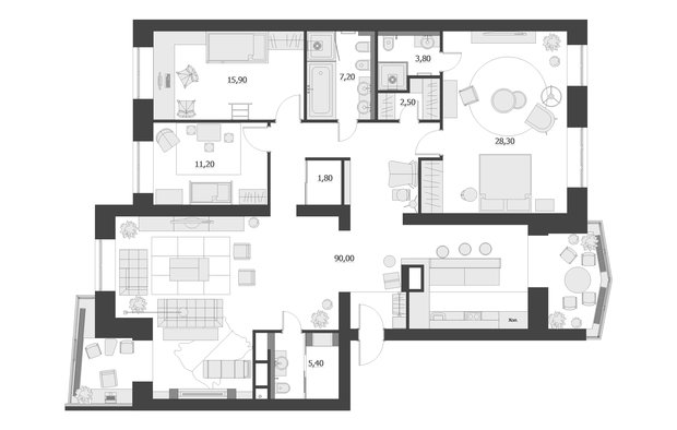 Фото из портфолио Квартира на Кловке – фотографии дизайна интерьеров на INMYROOM