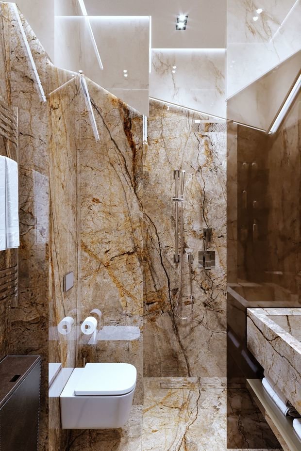 Фото из портфолио Квартира в ЖК Реномэ: телевизор-вертолет, ванная с окном и батут в детской – фотографии дизайна интерьеров на INMYROOM