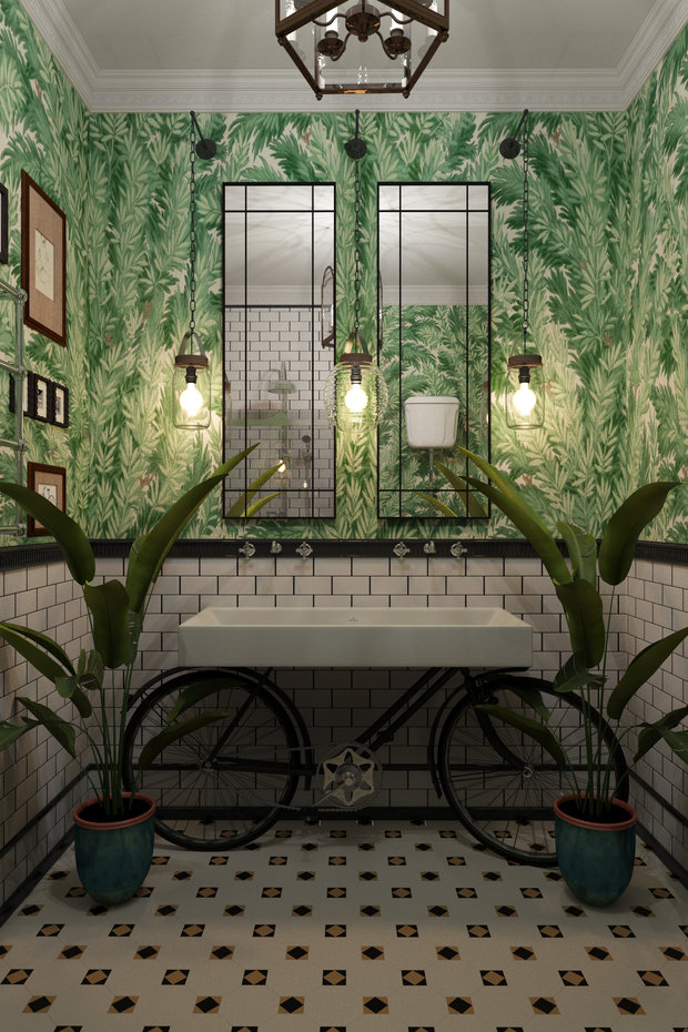 Фотография: Ванная в стиле Лофт, Эклектика, Квартира, Проект недели, Москва, Светлана Гаврилова, 3 комнаты, Более 90 метров – фото на INMYROOM