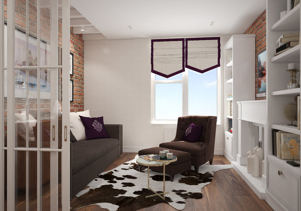 Фотография: Гостиная в стиле Прованс и Кантри, Лофт, Современный, Квартира, Проект недели, Москва, Студия 3.14, Тимур Абдрахманов, Ирина Леготкина, новостройка, Монолитный дом, 3 комнаты, 60-90 метров – фото на INMYROOM