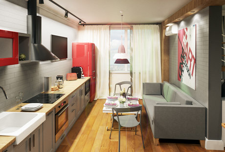 Однокомнатная квартира в стиле лофт, 45 м²
