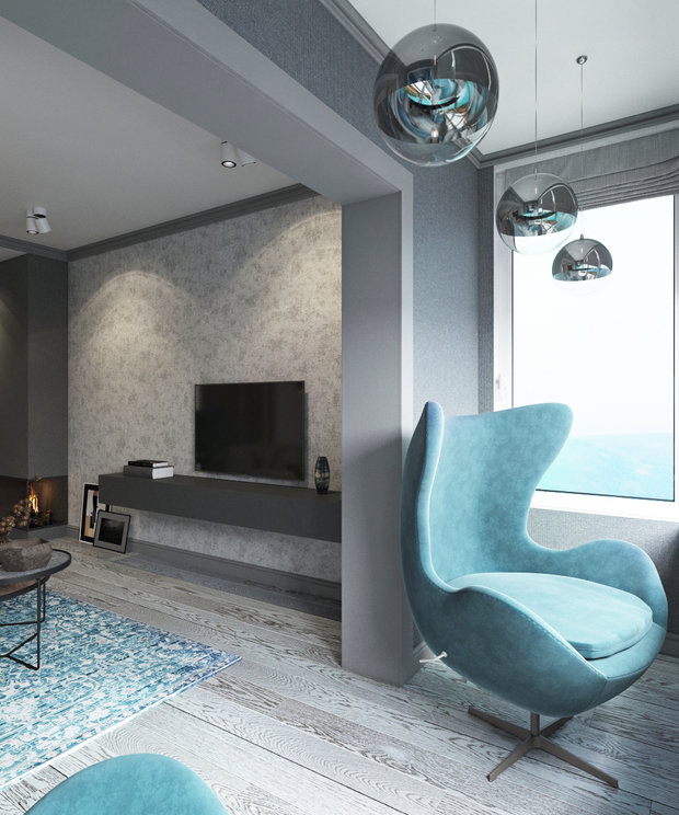 Фото из портфолио Трехкомнатная квартира с панорамным видом – фотографии дизайна интерьеров на INMYROOM