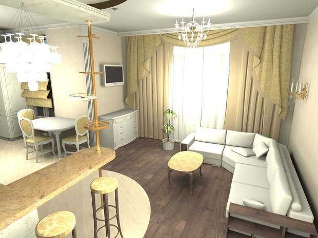 Фото из портфолио Интерьер Кухни- гостиной – фотографии дизайна интерьеров на INMYROOM