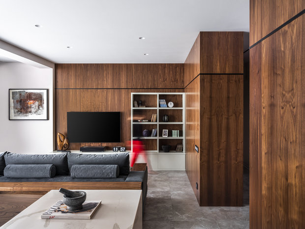 Фотография: Гостиная в стиле Современный, Минимализм, Квартира, Проект недели, Москва, Оксана Цымбалова, 4 и больше, Более 90 метров – фото на INMYROOM