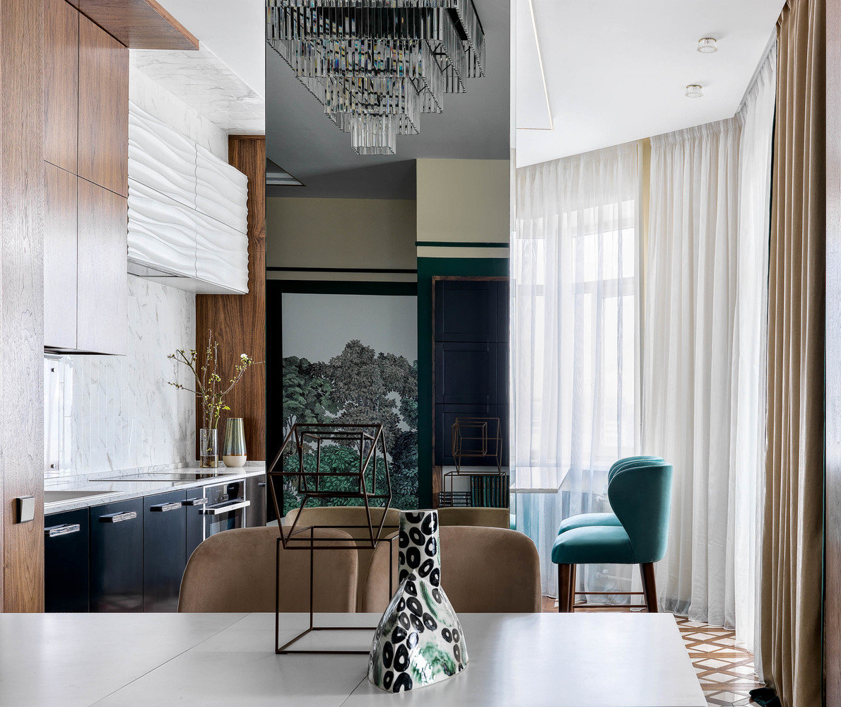 Фотография: Кухня и столовая в стиле Современный, Эклектика, Квартира, Белый, Проект недели, Москва, Зеленый, Бежевый, Розовый, Бирюзовый, Коричневый, Монолитный дом, 3 комнаты, Более 90 метров, Н-Куб, Николай Николаев – фото на INMYROOM Фотография: Кухня и столовая в стиле Современный, Эклектика, Квартира, Белый, Проект недели, Москва, Зеленый, Бежевый, Розовый, Бирюзовый, Коричневый, Монолитный дом, 3 комнаты, Более 90 метров, Н-Куб, Николай Николаев – фото на INMYROOM