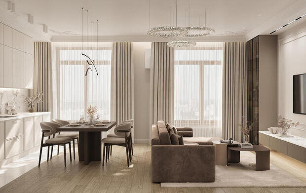 Фото из портфолио Дизайн-проект квартиры в ЖК «Shagal» в стиле современная классика – фотографии дизайна интерьеров на INMYROOM