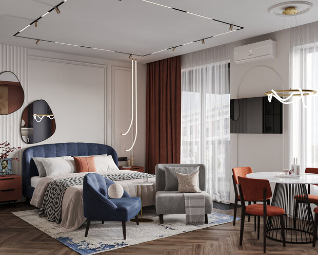 Фотография: Спальня в стиле Современный, Квартира, Студия, Проект дня, Санкт-Петербург, 40-60 метров, VizDiz, Илона Ореховская – фото на INMYROOM