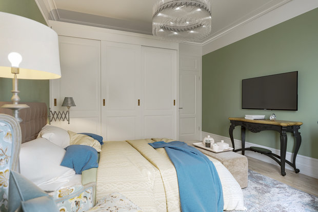 Фотография: Спальня в стиле Прованс и Кантри, Современный, Квартира, Проект дня, Санкт-Петербург, Монолитный дом, 3 комнаты, Более 90 метров, Эльжбета Чегарова – фото на INMYROOM