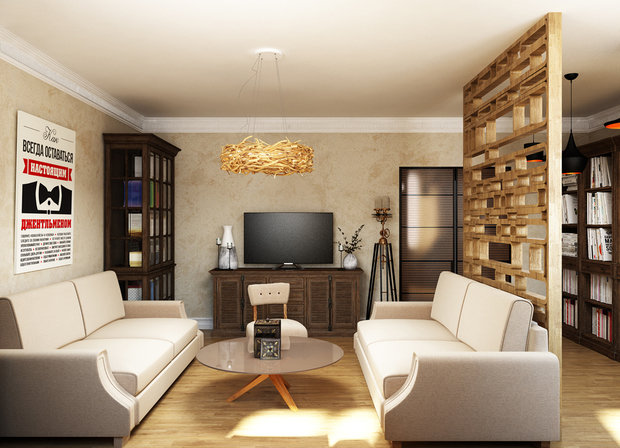 Фотография: Гостиная в стиле Лофт, Эклектика, Квартира, Проект недели, Эко – фото на INMYROOM