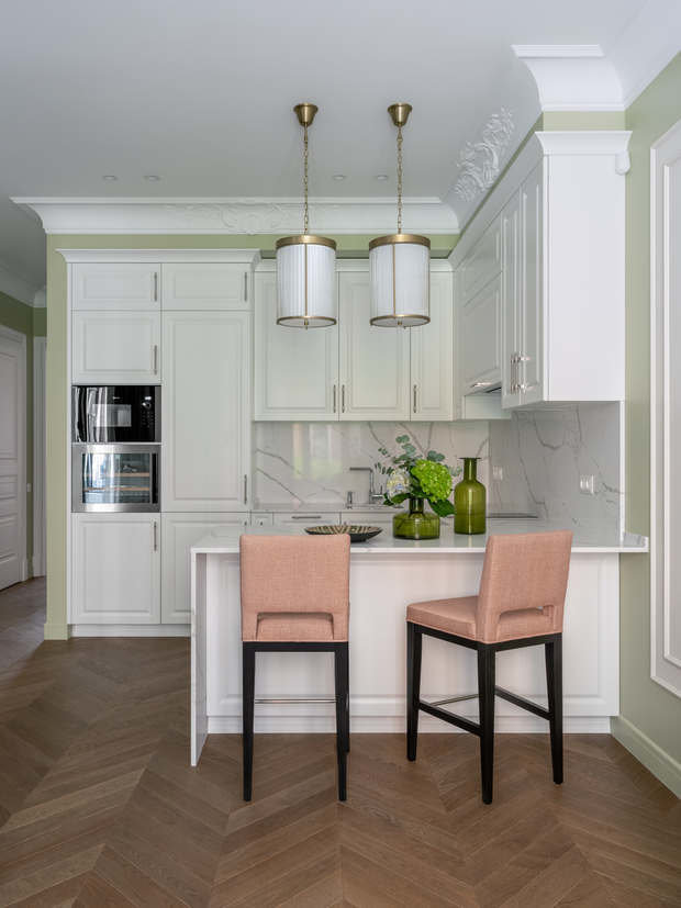 Фотография: Кухня и столовая в стиле Классический, Современный, Квартира, Проект недели, Москва, 2 комнаты, 60-90 метров, Анна Коробко, D.A.interior design, Дмитрий Коробко – фото на INMYROOM