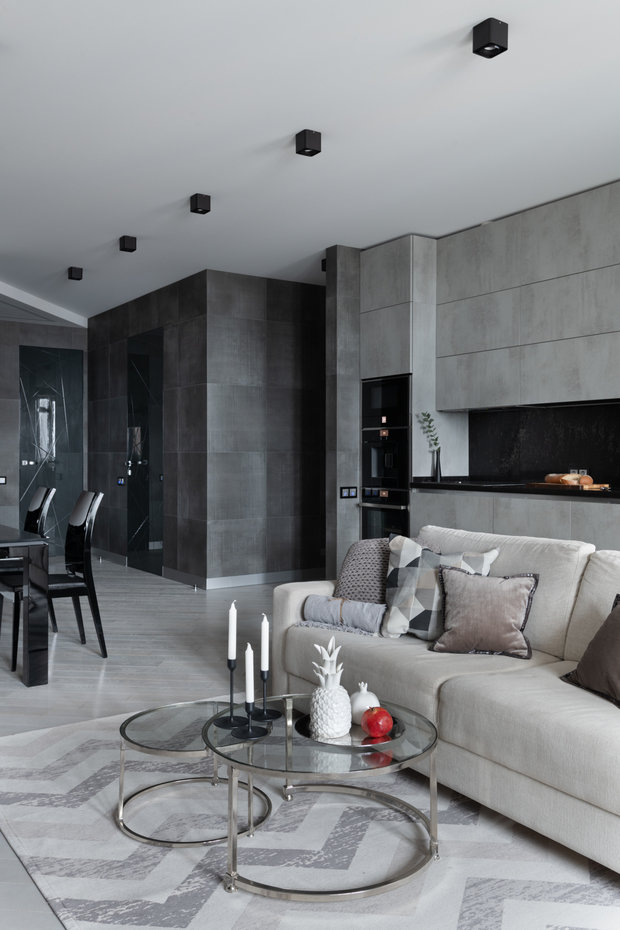Фотография: Гостиная в стиле Минимализм, Современный, Квартира, Проект недели, Реутов, 4 и больше, Более 90 метров, Марина Курганова – фото на INMYROOM