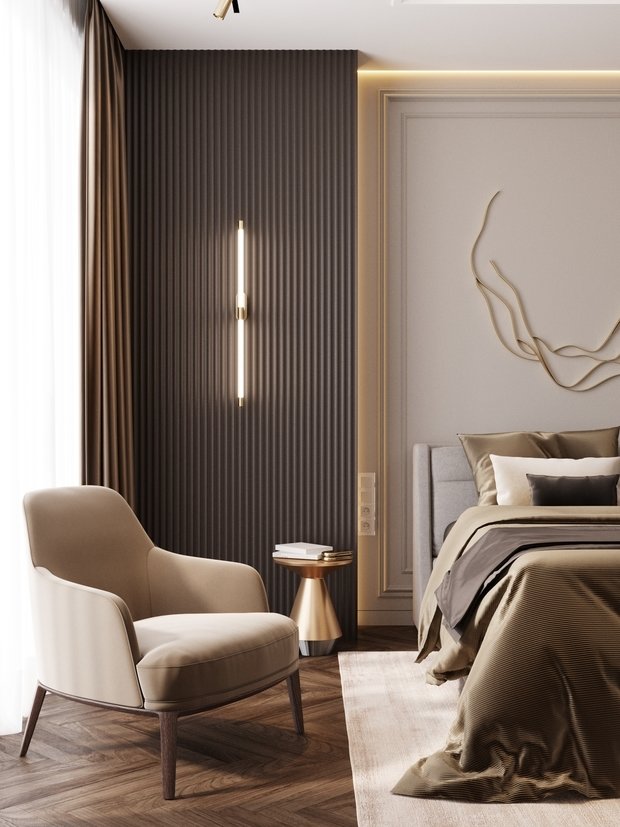 Визуализация интерьера спальни в современном стиле