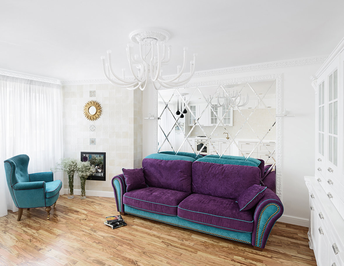 Фотография: Гостиная в стиле , Квартира, Цвет в интерьере, Дома и квартиры, Белый, Проект недели – фото на INMYROOM