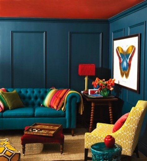 Фотография: Гостиная в стиле Прованс и Кантри, Декор интерьера, Дизайн интерьера, Цвет в интерьере, Потолок – фото на INMYROOM