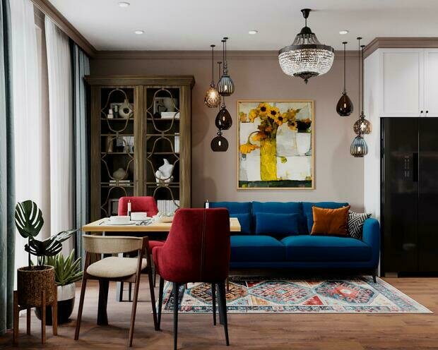 Фотография: Гостиная в стиле Скандинавский, Современный, Эклектика, Квартира, Проект недели, Санкт-Петербург, Монолитный дом, 3 комнаты, 60-90 метров, VizDiz, Илона Ореховская – фото на INMYROOM