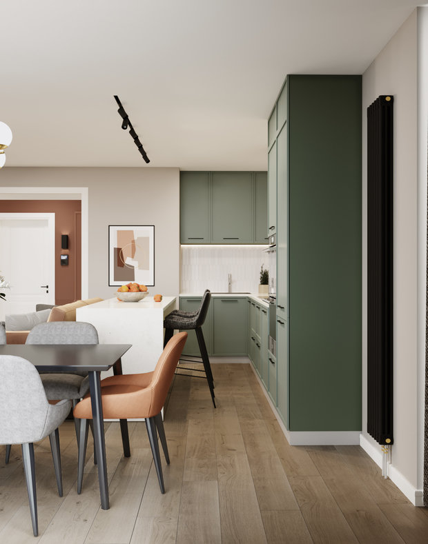 Фотография: Кухня и столовая в стиле Современный, Минимализм, Квартира, Проект недели, Екатеринбург, 2 комнаты, 60-90 метров, Екатерина Третьякова – фото на INMYROOM