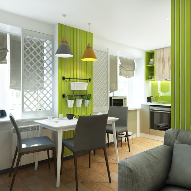 Фото из портфолио Гостиная-кухня в экостиле – фотографии дизайна интерьеров на INMYROOM