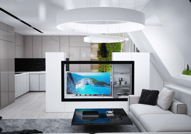 Фото из портфолио Проект студии кухня-гостиная" в городе Казань по адресу ул. Калинина 37 – фотографии дизайна интерьеров на INMYROOM