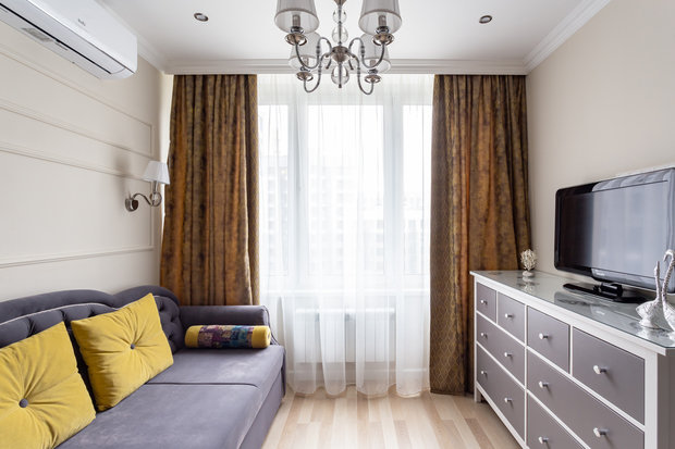 Фотография: Гостиная в стиле Классический, Современный, Малогабаритная квартира, Квартира, Проект недели, Москва, 1 комната, до 40 метров, Ирина Долганова – фото на INMYROOM