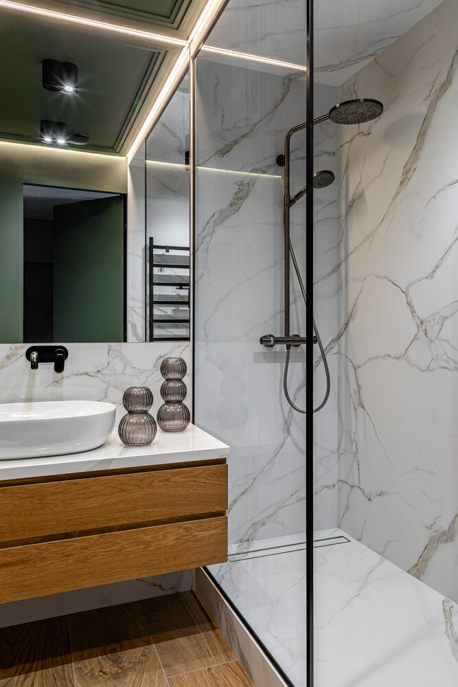 Фотография: Ванная в стиле Современный, Квартира, Проект дня, 2 комнаты, 40-60 метров, ЖК «Пятницкие кварталы» – фото на INMYROOM Фотография: Ванная в стиле Современный, Квартира, Проект дня, 2 комнаты, 40-60 метров, ЖК «Пятницкие кварталы» – фото на INMYROOM