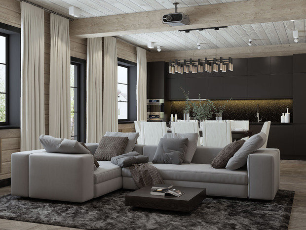 Фотография: Гостиная в стиле Эко, Дом, Проект недели, Дом и дача, 4 и больше, Более 90 метров, Владимирская область, Светлана Капустина – фото на INMYROOM