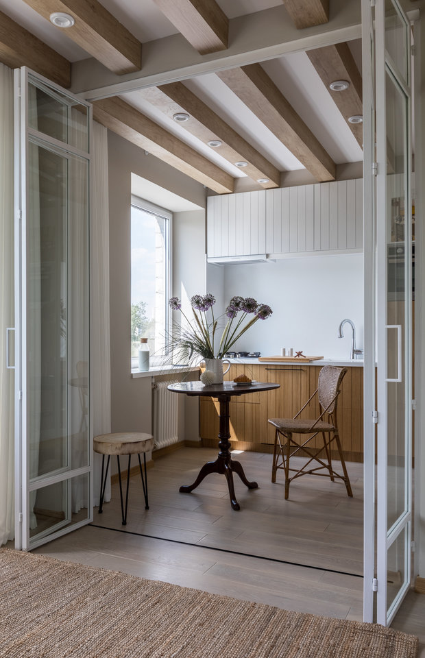 Фотография: Кухня и столовая в стиле Эко, Современный, Малогабаритная квартира, Квартира, Студия, Проект дня, Москва, Кирпичный дом, до 40 метров, Анастасия Рыкова, S-Style – фото на INMYROOM