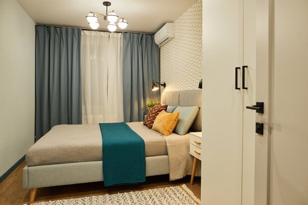 Фотография: Спальня в стиле Скандинавский, Современный, Проект недели, Москва, 3 комнаты, 40-60 метров, Ольга Коркина – фото на INMYROOM