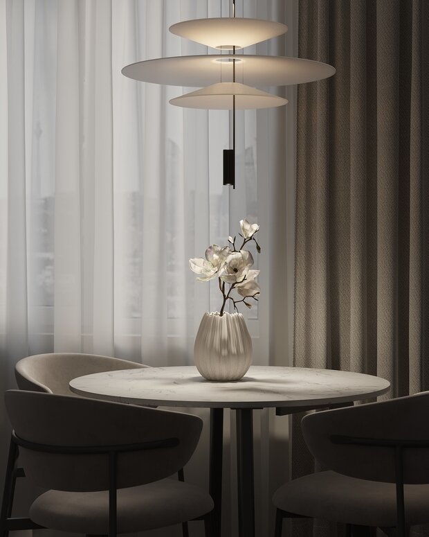 Визуализация интерьера кухни и столовой в стиле минимализм