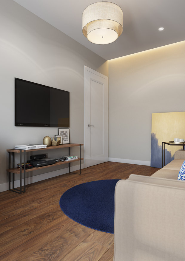 Фотография: Гостиная в стиле Скандинавский, Современный, Эклектика, Квартира, Проект недели, Одинцово, без перепланировки, Старый фонд, Denew Interior Studio, Кирпичный дом, 3 комнаты, 60-90 метров – фото на INMYROOM