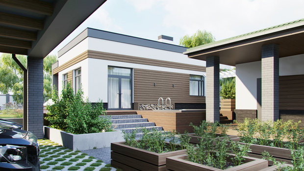 Фото из портфолио Одноэтажный загородный дом – фотографии дизайна интерьеров на INMYROOM