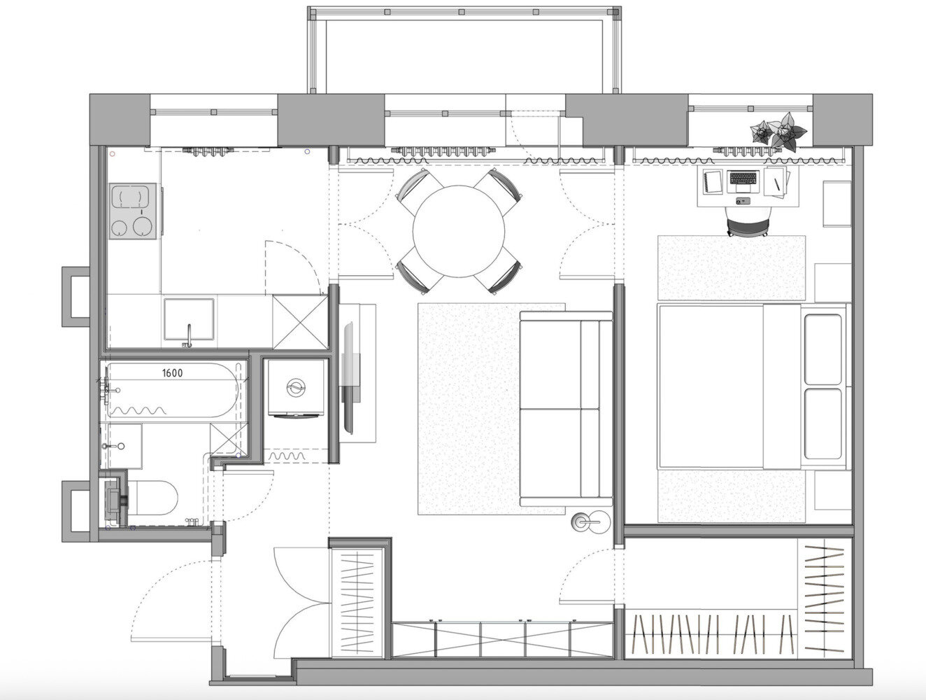 Фотография: Планировки в стиле , Современный, Малогабаритная квартира, Квартира, Проект дня, Москва, Хамовники, Хрущевка, 2 комнаты, 40-60 метров, Анастасия Заркуа – фото на INMYROOM