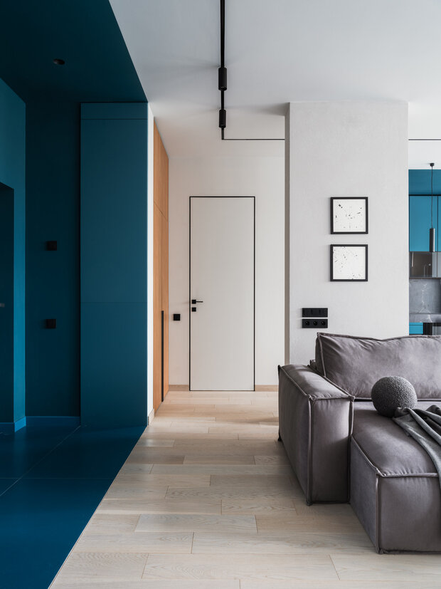 Фотография: Гостиная в стиле Современный, Минимализм, Квартира, Проект дня, Москва, Александра Бронникова, Монолитный дом, 2 комнаты, 60-90 метров, Дмитрий Шешунов – фото на INMYROOM