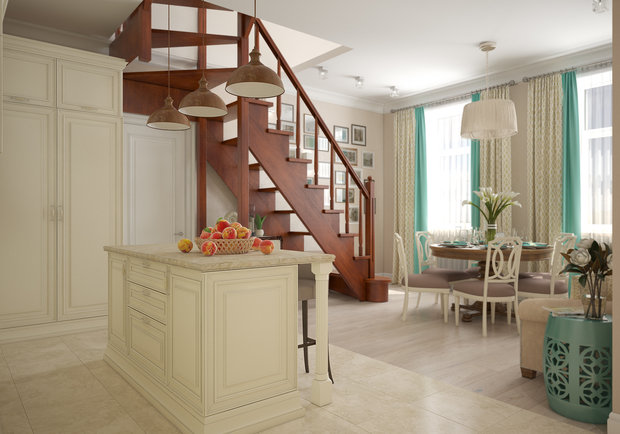 Фотография: Кухня и столовая в стиле Классический, Современный, Квартира, Проект недели, Москва, Студия 3.14, Тимур Абдрахманов, Старый фонд, Мария Легчанова, двухэтажная квартира, Кирпичный дом, 4 и больше, Более 90 метров – фото на INMYROOM