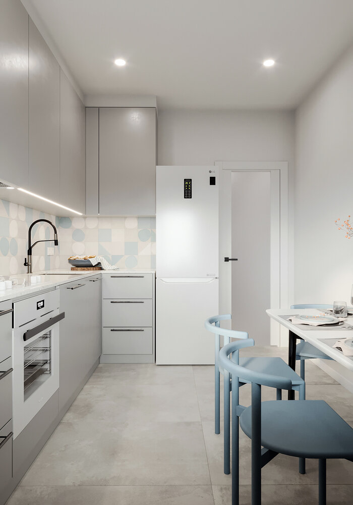 Фотография: Кухня и столовая в стиле Современный, Квартира, Проект недели, Москва, 40-60 метров, Башня Вулыха, Студия Василисы Максимаджи, Василиса Максимаджи – фото на INMYROOM Фотография: Кухня и столовая в стиле Современный, Квартира, Проект недели, Москва, 40-60 метров, Башня Вулыха, Студия Василисы Максимаджи, Василиса Максимаджи – фото на INMYROOM