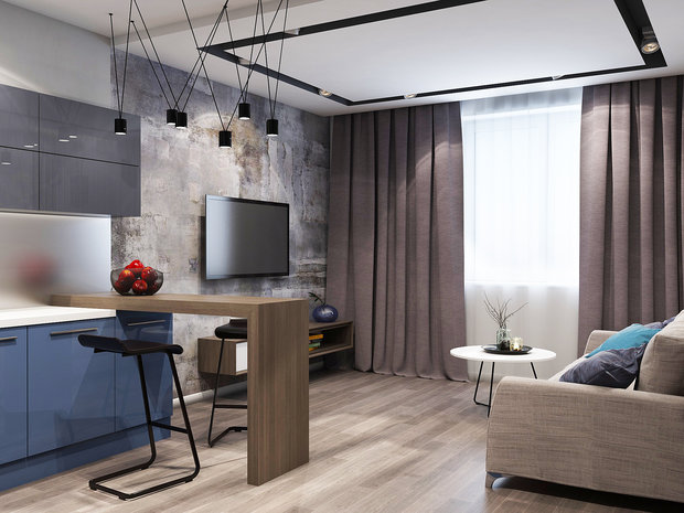 Фото из портфолио Кухня-гостинаяв стиле лофт – фотографии дизайна интерьеров на INMYROOM