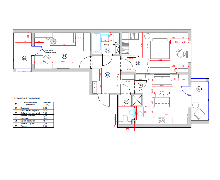 План с расстановкой мебели