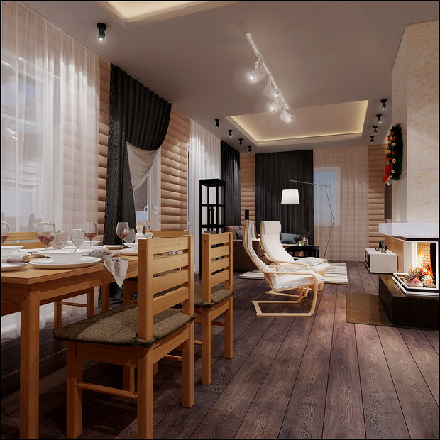 Фото из портфолио Загородный дом в дереве – фотографии дизайна интерьеров на INMYROOM