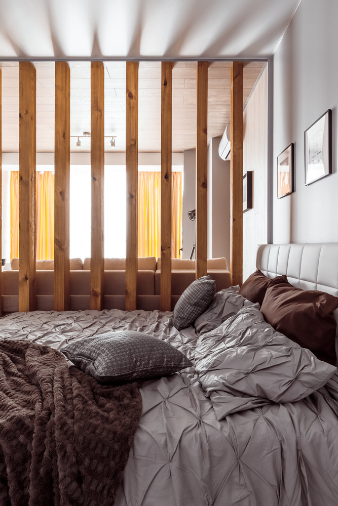 Фотография: Спальня в стиле Современный, Квартира, Студия, Проект недели, Краснодар, Монолитный дом, 60-90 метров, Ксения Лысенко – фото на INMYROOM Фотография: Спальня в стиле Современный, Квартира, Студия, Проект недели, Краснодар, Монолитный дом, 60-90 метров, Ксения Лысенко – фото на INMYROOM