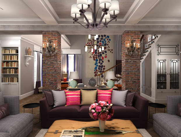 Фото из портфолио Коттедж «Прогулка» в классическом американском стиле с элементами лофта и востока – фотографии дизайна интерьеров на INMYROOM