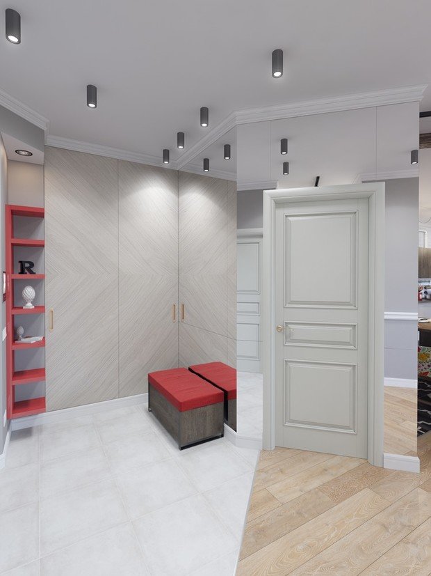 Фотография: Прихожая в стиле Лофт, Современный, Россия, LUNITA, Белый, Проект недели, Черный, Красный, Серый, Санкт-Петербург, SLV, ИКЕА, Derufa, Cosmorelax, Elementum, Frotelli, Hangsgrohe, Donolux, Студия дизайна интерьера «Павел Полынов» – фото на INMYROOM