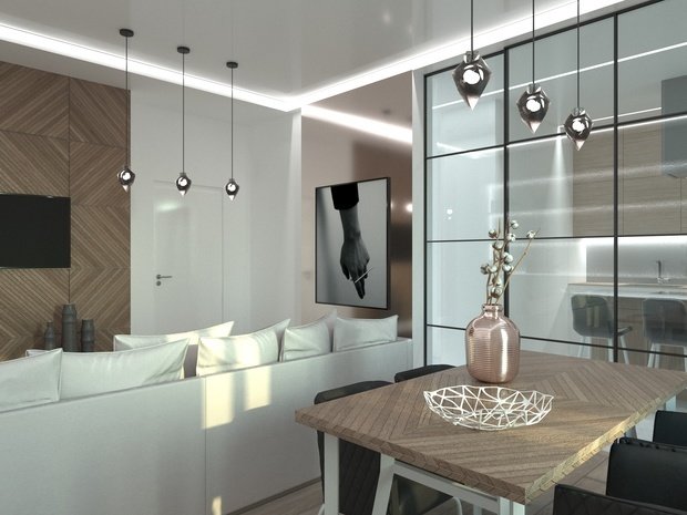 Фото из портфолио Проект дизайна интерьера трехкомнатной квартиры в скандинавском и эко-стилях – фотографии дизайна интерьеров на INMYROOM