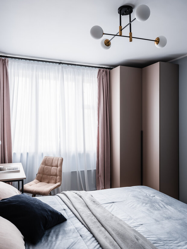 Фотография: Спальня в стиле Скандинавский, Современный, Эклектика, Квартира, Проект недели, Москва, Алена Власова, П-44, Панельный дом, 2 комнаты, 40-60 метров – фото на INMYROOM