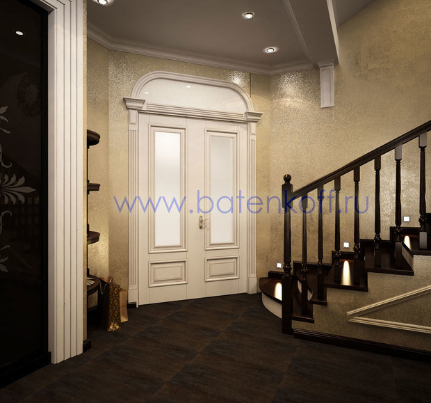 Фото из портфолио Дизайн проект холла и лестницы в классическом стиле от Батенькофф в таунхаусе. Поселок Палникс. – фотографии дизайна интерьеров на InMyRoom.ru