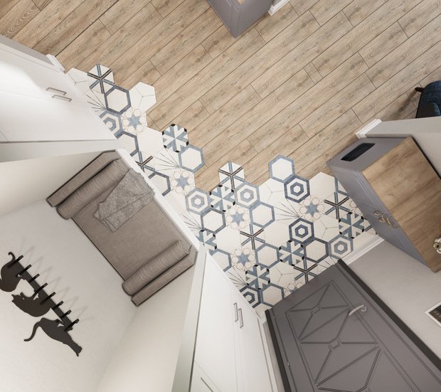 Фотография: Прихожая в стиле Скандинавский, Советы, Геометрия в интерьере, декор с геометитрическим принтом, Леруа Мерлен, Leroy Merlin – фото на INMYROOM