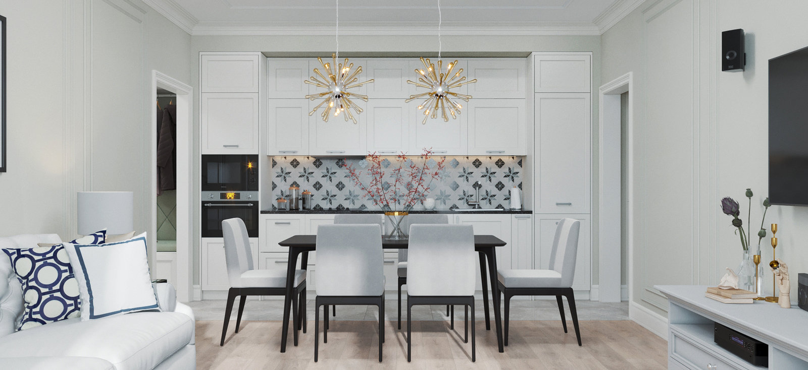 Фотография: Кухня и столовая в стиле Классический, Современный, Квартира, Проект недели, Москва, Монолитный дом, 3 комнаты, 60-90 метров, Ольга Бойцова – фото на INMYROOM Фотография: Кухня и столовая в стиле Классический, Современный, Квартира, Проект недели, Москва, Монолитный дом, 3 комнаты, 60-90 метров, Ольга Бойцова – фото на INMYROOM