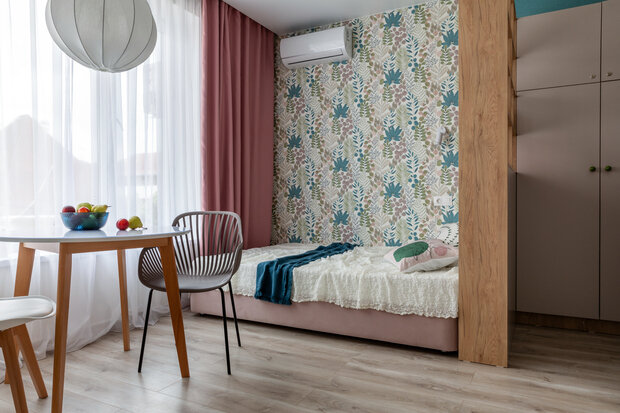 Фотография: Спальня в стиле Современный, Малогабаритная квартира, Квартира, Студия, Проект дня, Сочи, Блочный дом, до 40 метров, Светлана Плетнева – фото на INMYROOM