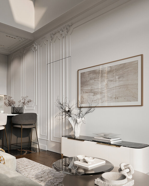 Фото из портфолио Дизайн интерьера квартиры в ЖК «Alpen (Альпен)» в стиле современная классика – фотографии дизайна интерьеров на INMYROOM