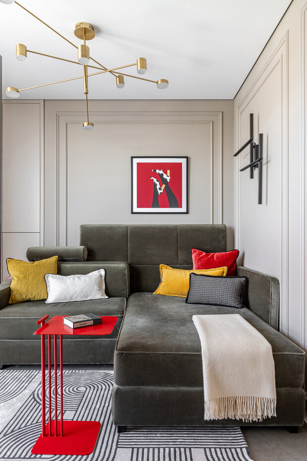 Фотография: Гостиная в стиле Современный, Квартира, Проект дня, 2 комнаты, 40-60 метров, ЖК «Пятницкие кварталы» – фото на INMYROOM