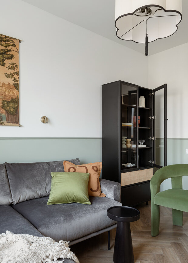 Фотография: Гостиная в стиле Современный, Квартира, Проект дня, Екатеринбург, Монолитный дом, 2 комнаты, 40-60 метров, современный с элементами ретро, Анастасия Гавриленко, Анастасия Камаева – фото на INMYROOM