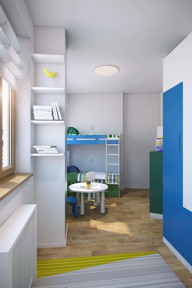 Фотография: Детская в стиле Минимализм, Квартира, Планировки, Проект недели, Москва, Зеленый, Степан Бугаев, «Победа дизайна» – фото на INMYROOM
